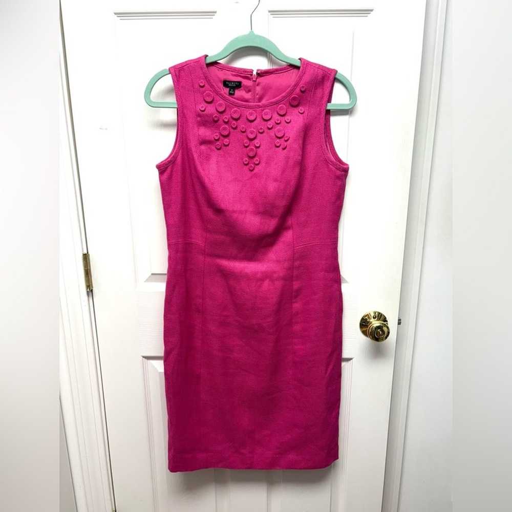 Talbots Pink Tweed Linen Dress, Button Decorated,… - image 1