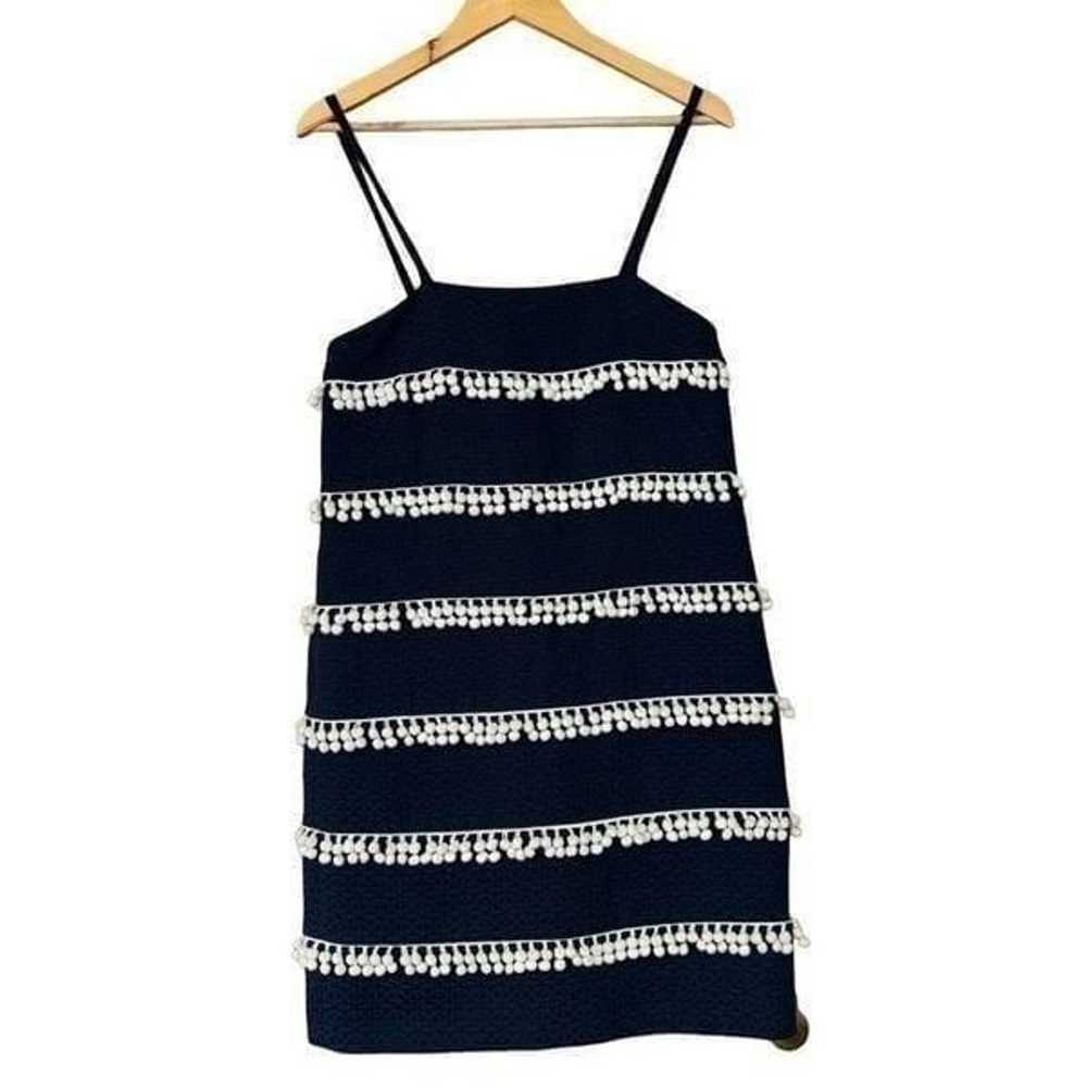 J.crew collection sleeveless dress blue white tas… - image 1