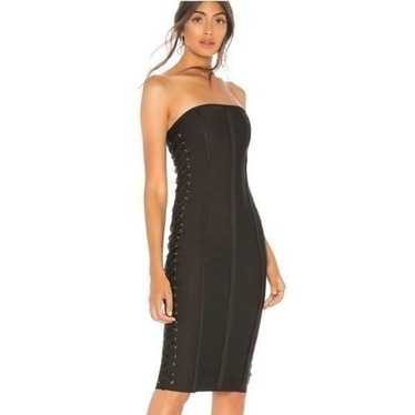 By the Way. Mimi Lace Up Strapless Dress Black Lac