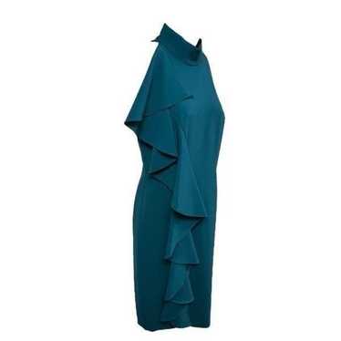 Eliza J Teal Bodycon Sleeveless Dress Ruffle Front