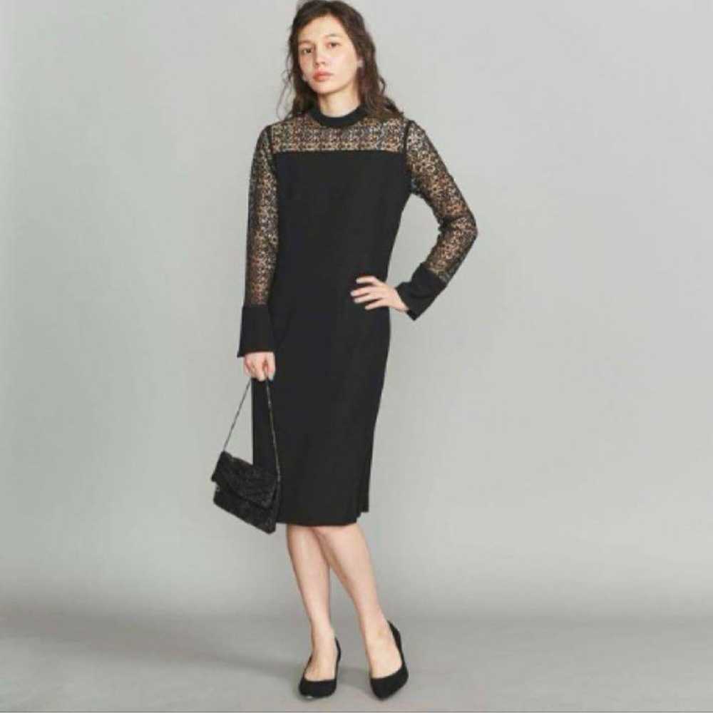 【BEAUTY&YOUTH】Double Cross × Lace I-Line Dress - image 1