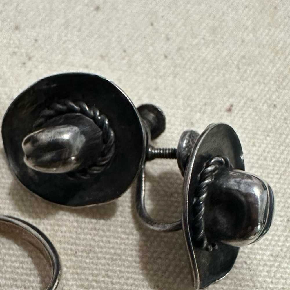 Sterling silver Cowboy hat earrings - image 1