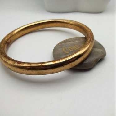 Antiquated gold toned saucer round bracelet - image 1