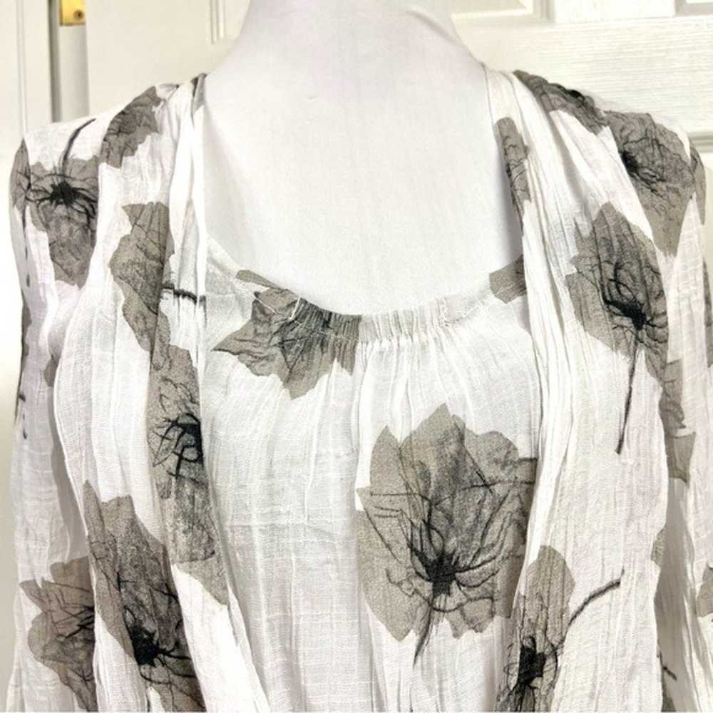 CHRISTINE PHILLIPE Grey Crinkle floral Print fron… - image 2