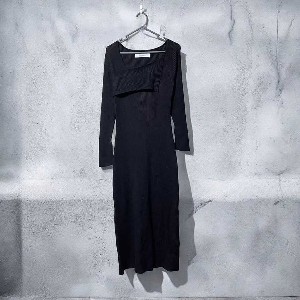 Ragnumoon Asymmetrical Neck Ribbed Knit Dress Bla… - image 10