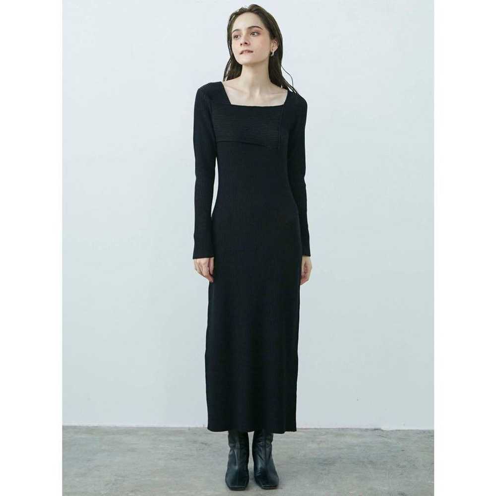 Ragnumoon Asymmetrical Neck Ribbed Knit Dress Bla… - image 1