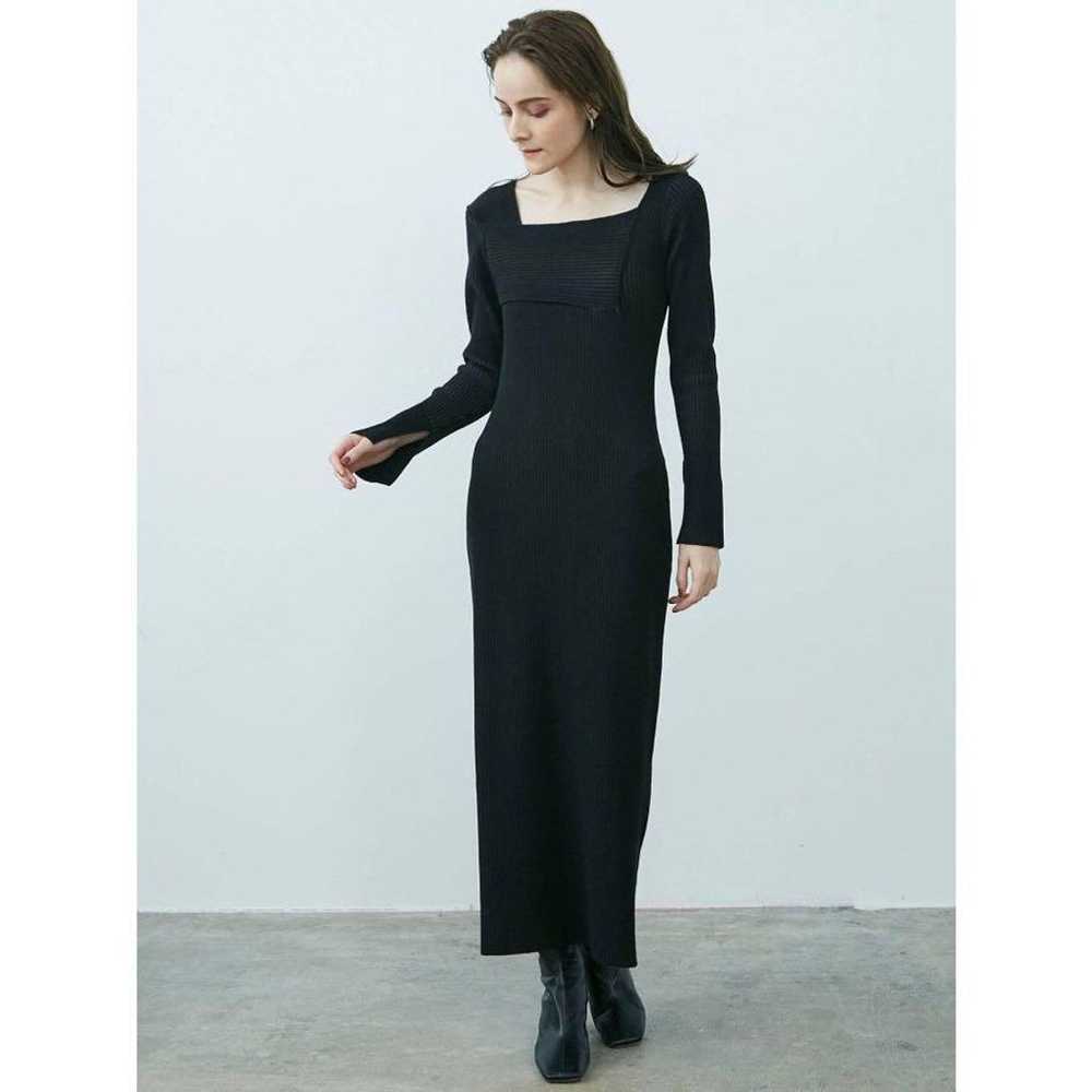 Ragnumoon Asymmetrical Neck Ribbed Knit Dress Bla… - image 3