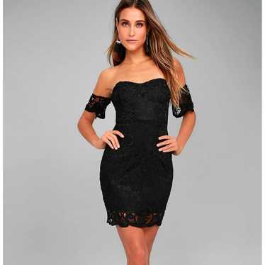 Lulus Gimme Noir Black Lace Off-the-Shoulder Dress