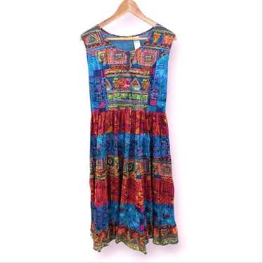 Vintage La Cera Boho Festival Hippie Midi Dress Co