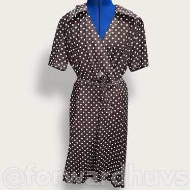 Vintage Stephen Casuals Brown Polka Dot Dress 196… - image 1