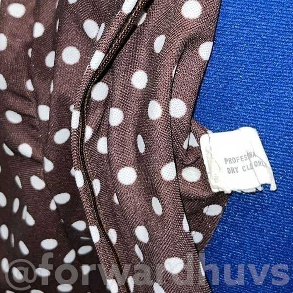 Vintage Stephen Casuals Brown Polka Dot Dress 196… - image 5