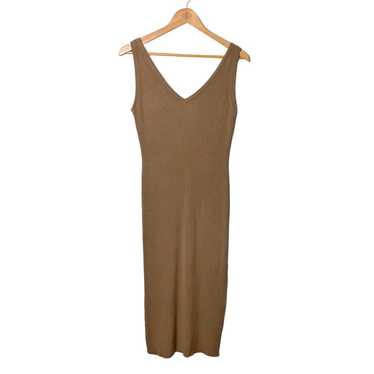 house of harlow 1960 camel tan brown ribbed knit v