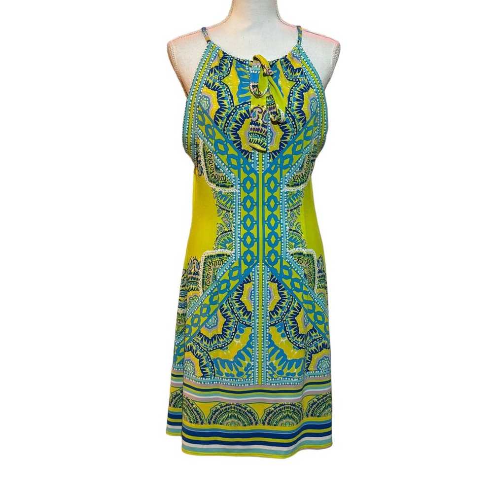 Hale Bob Sleeveless Dress Size medium Bright Gree… - image 1