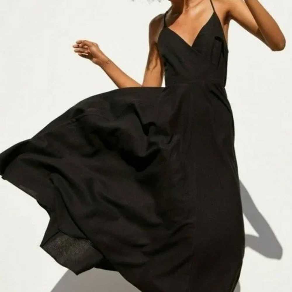 Zara Linen Blend Cross Back Black Dress - image 1