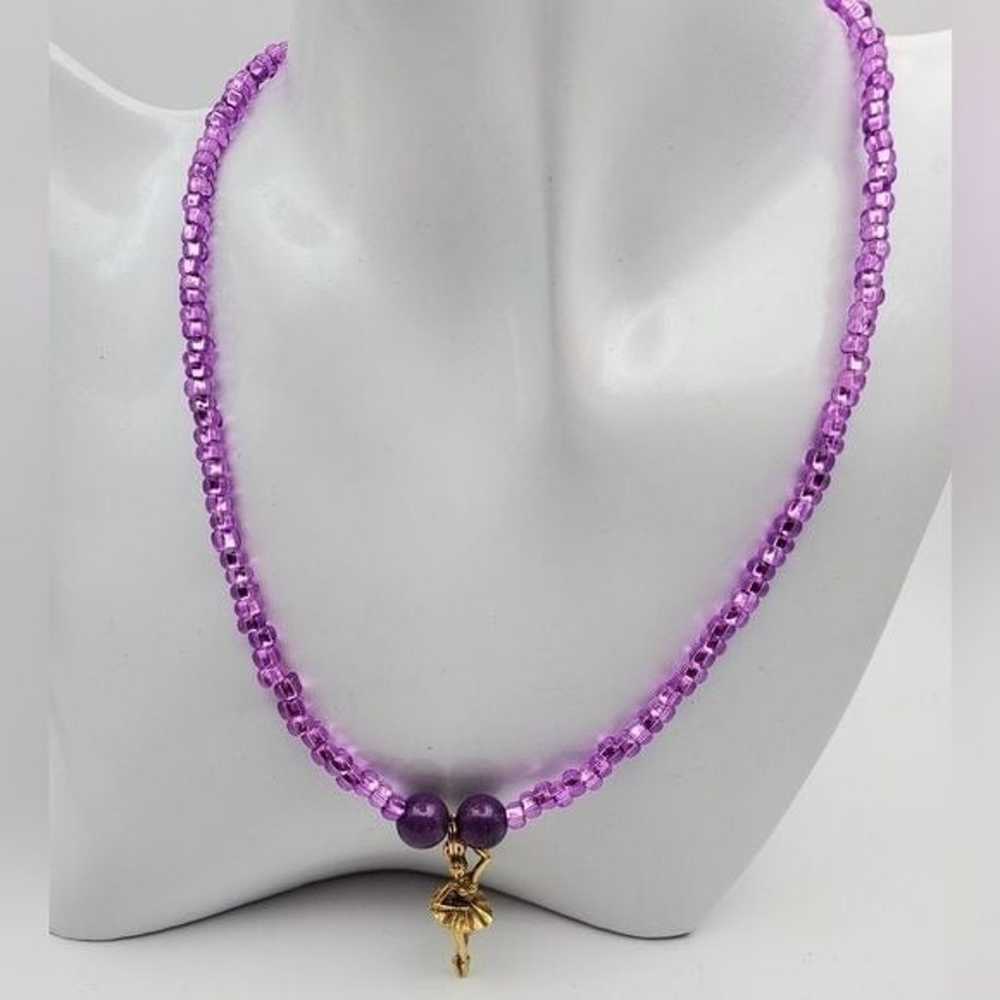 Prima ballerina lavender beaded necklace N0324 - image 1