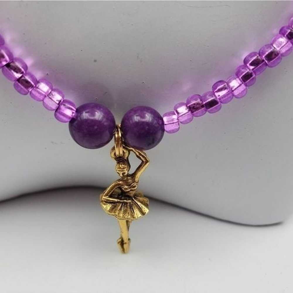 Prima ballerina lavender beaded necklace N0324 - image 2