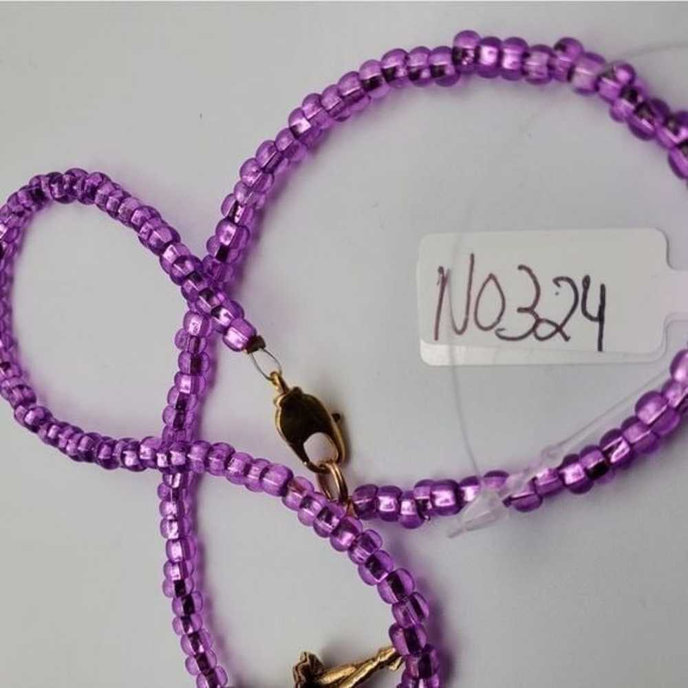 Prima ballerina lavender beaded necklace N0324 - image 3