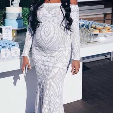 White sequin maternity dress hotsell