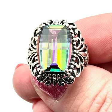 JTV Womens Ring Sterling Silver Mystic Topaz Size 