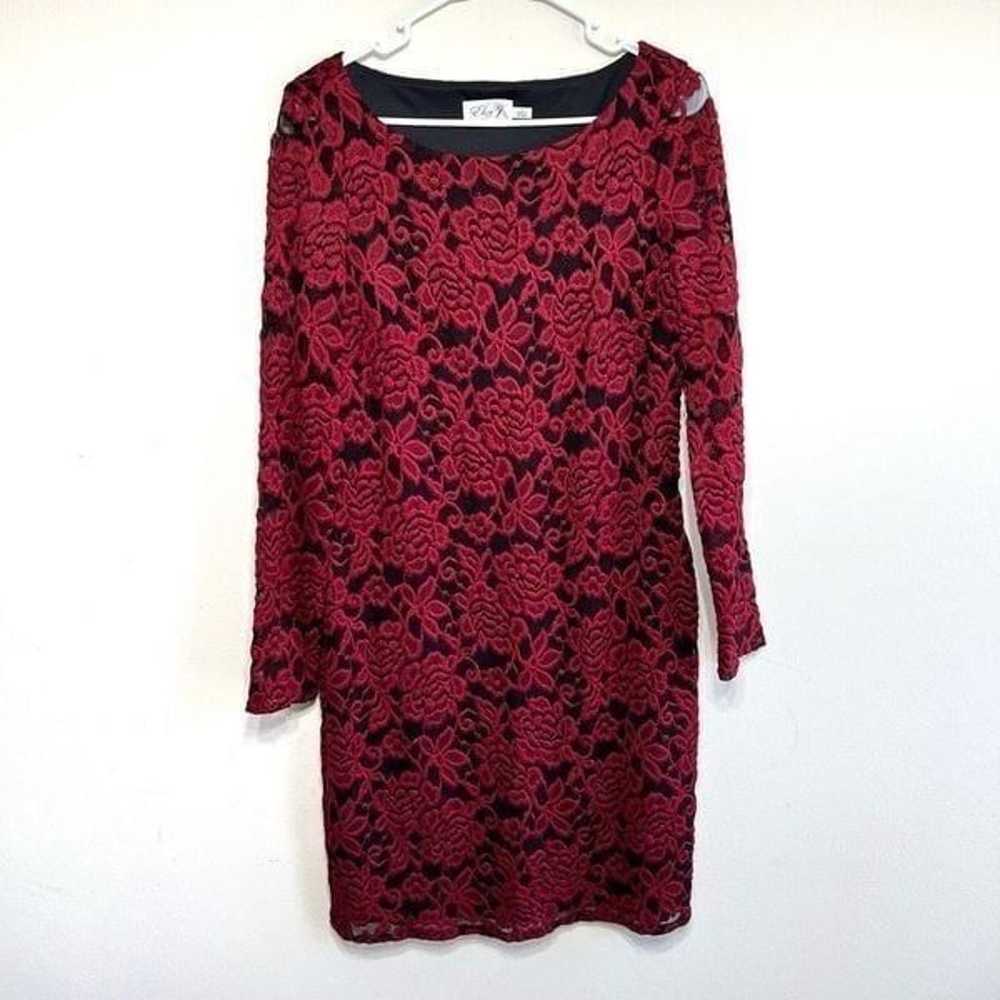 Eliza J Red and Black Lace Sheath Floral Dress 12 - image 1