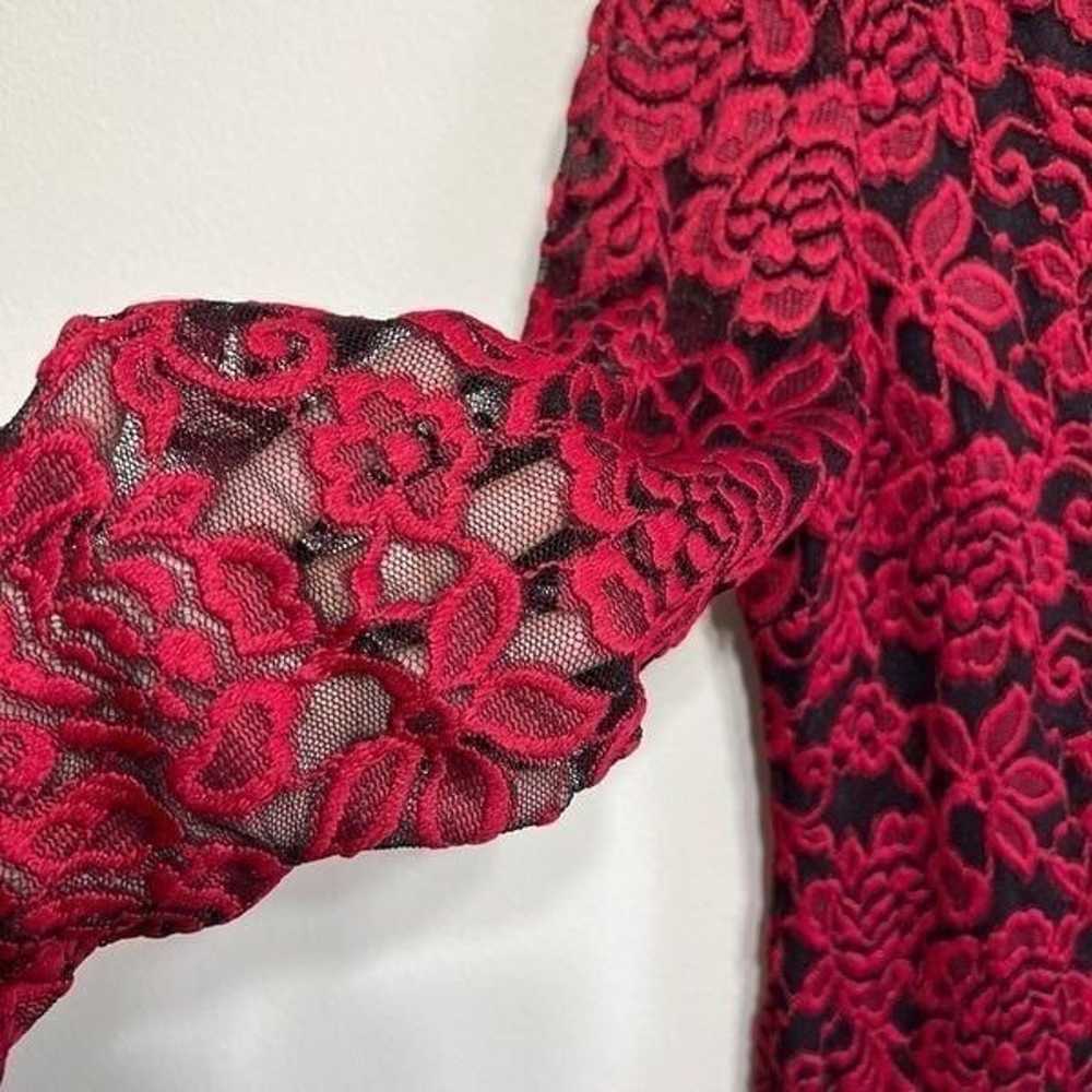 Eliza J Red and Black Lace Sheath Floral Dress 12 - image 3