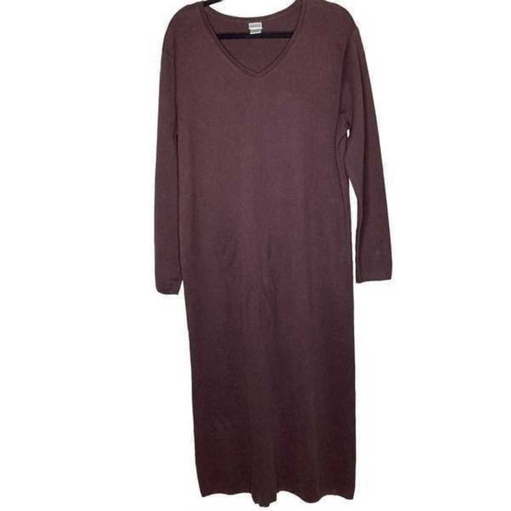 Stretch Jersey Knit V-Neck Maxi Dress Large - image 3