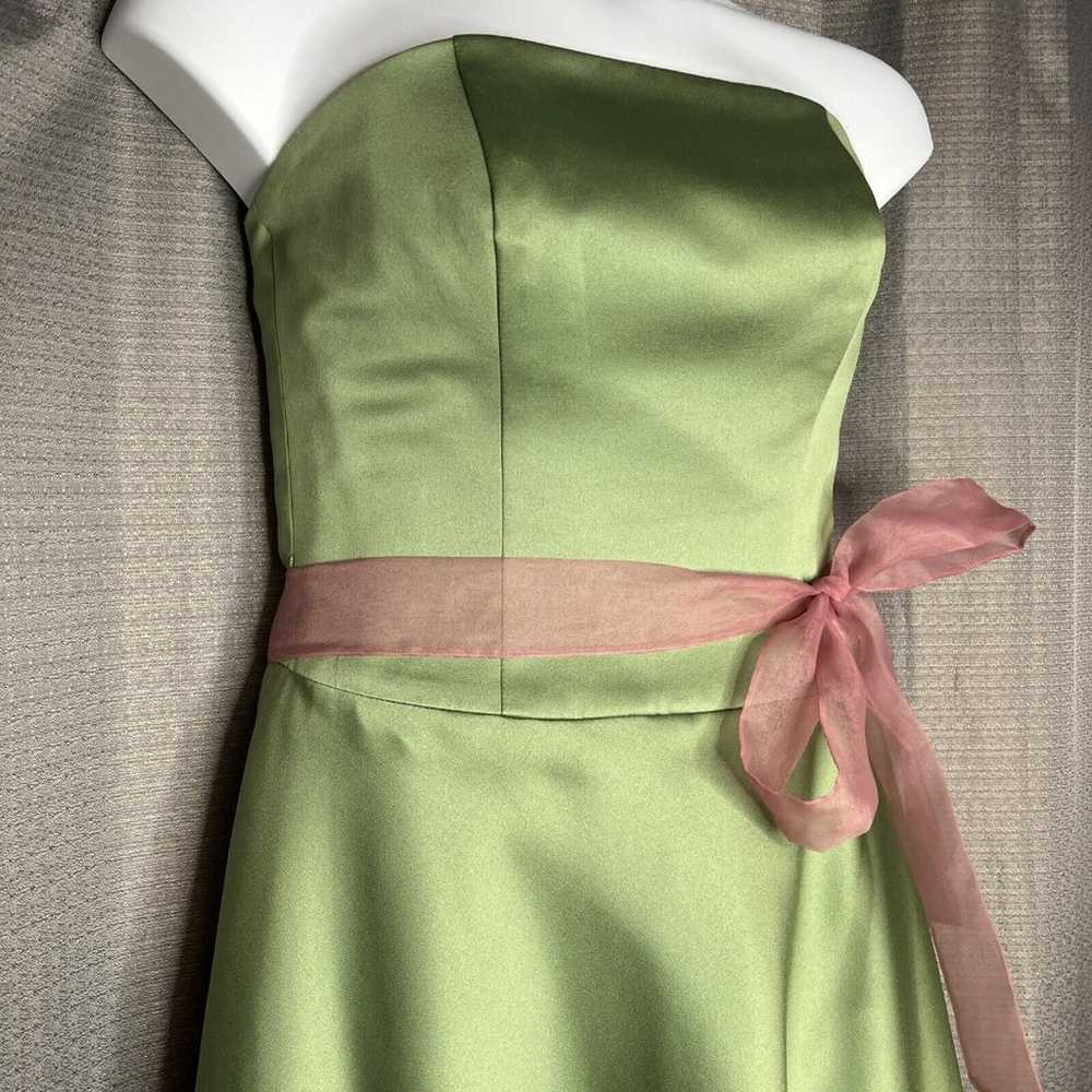 Alfred Angelo Strapless Dress Green & Pink  size … - image 2