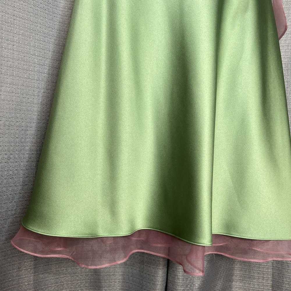 Alfred Angelo Strapless Dress Green & Pink  size … - image 3