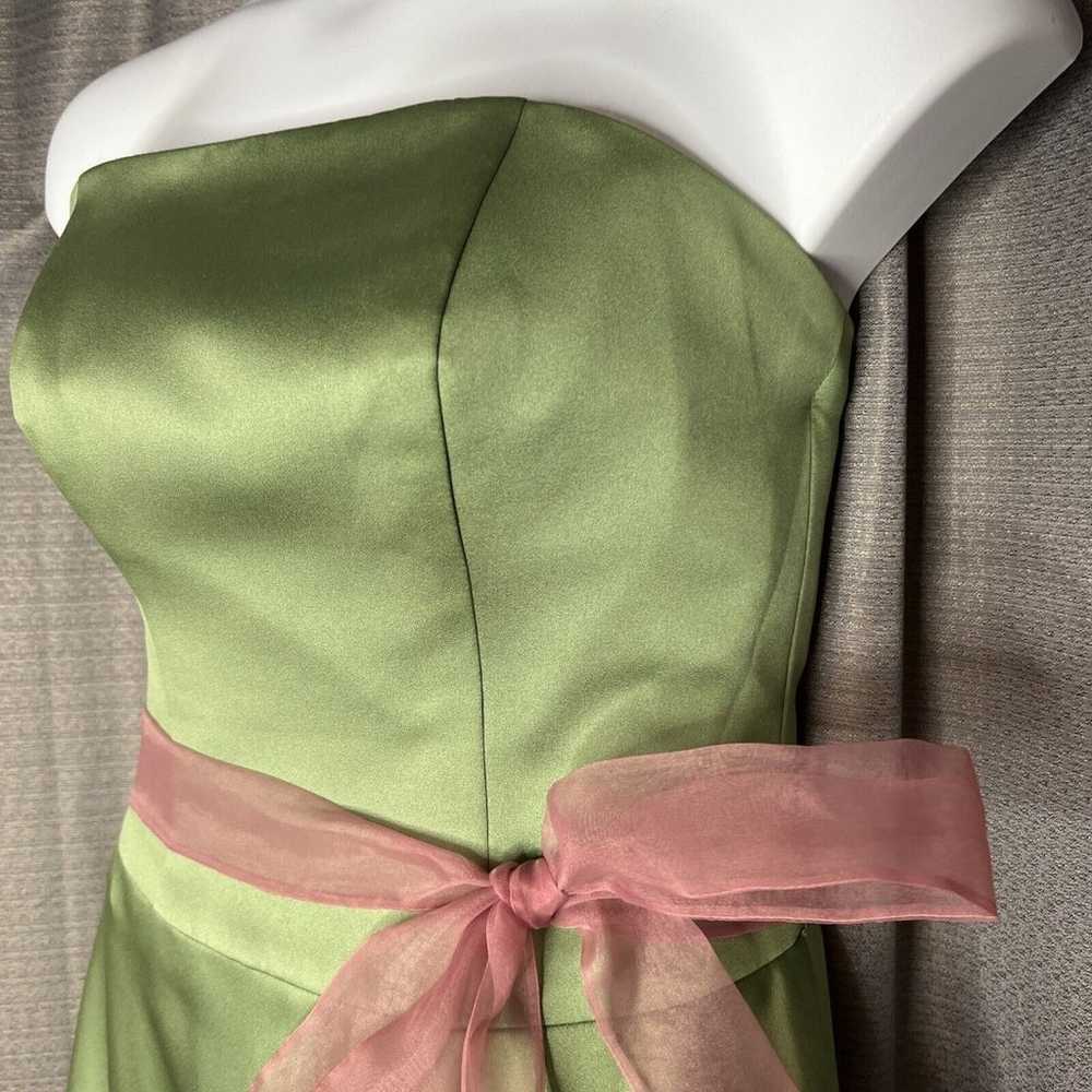 Alfred Angelo Strapless Dress Green & Pink  size … - image 6