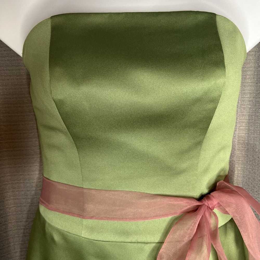 Alfred Angelo Strapless Dress Green & Pink  size … - image 7