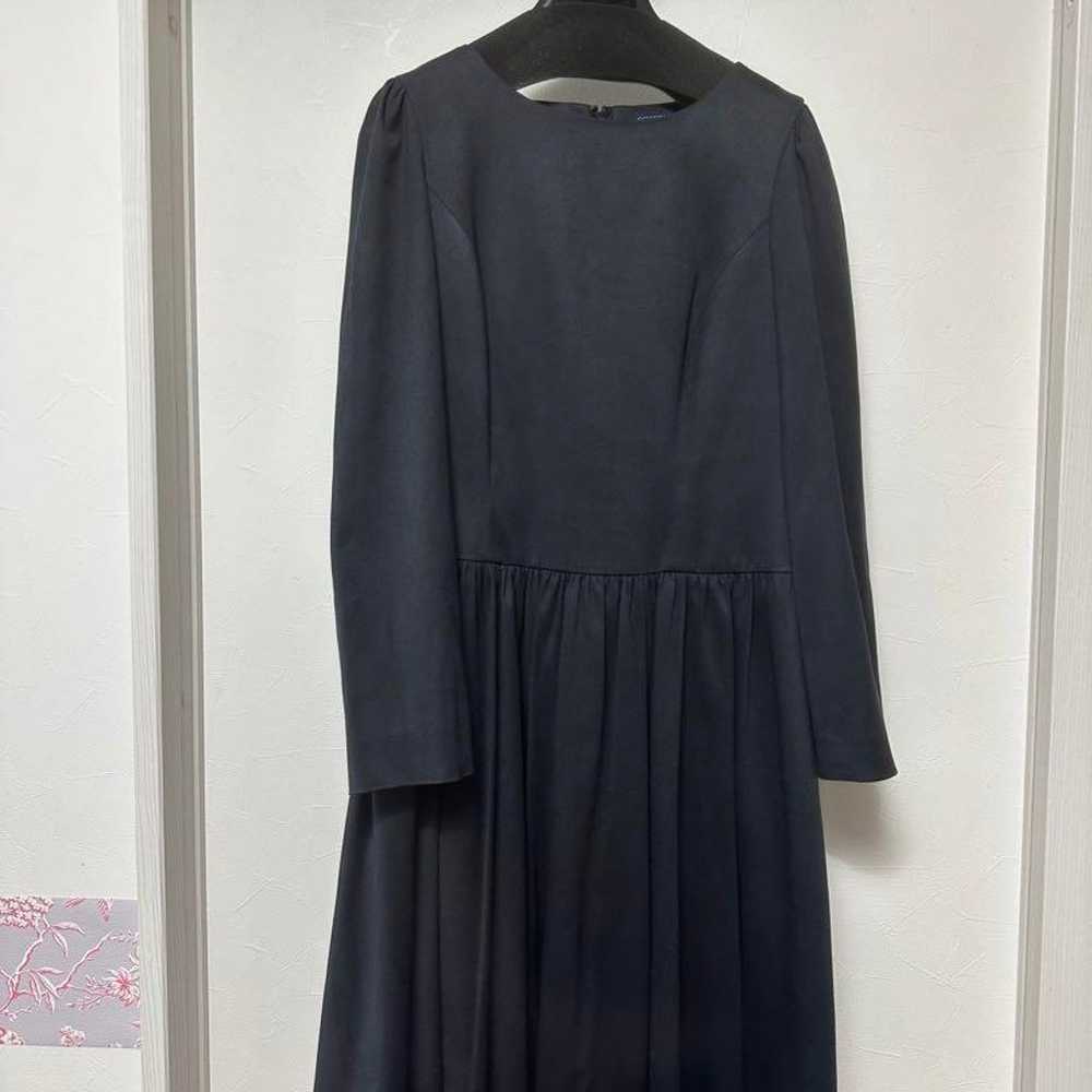 MS GRACE Navy Suede Long Sleeve Knee-Length Dress - image 1