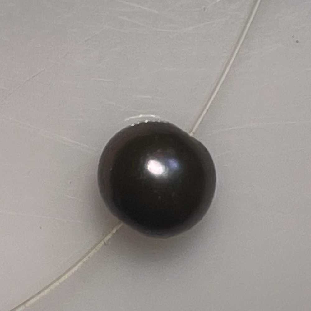 marked 14k gold clasp Tahitian 4mm. black Pearl i… - image 3