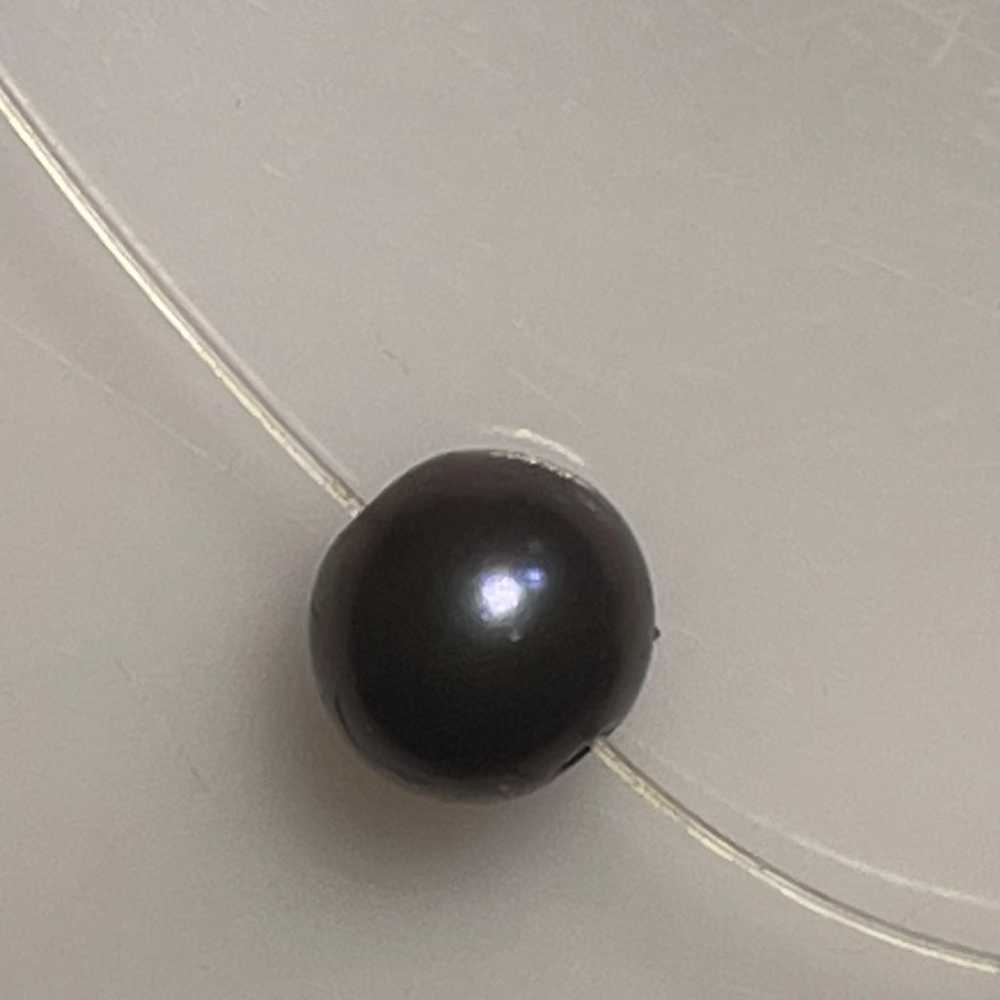 marked 14k gold clasp Tahitian 4mm. black Pearl i… - image 4