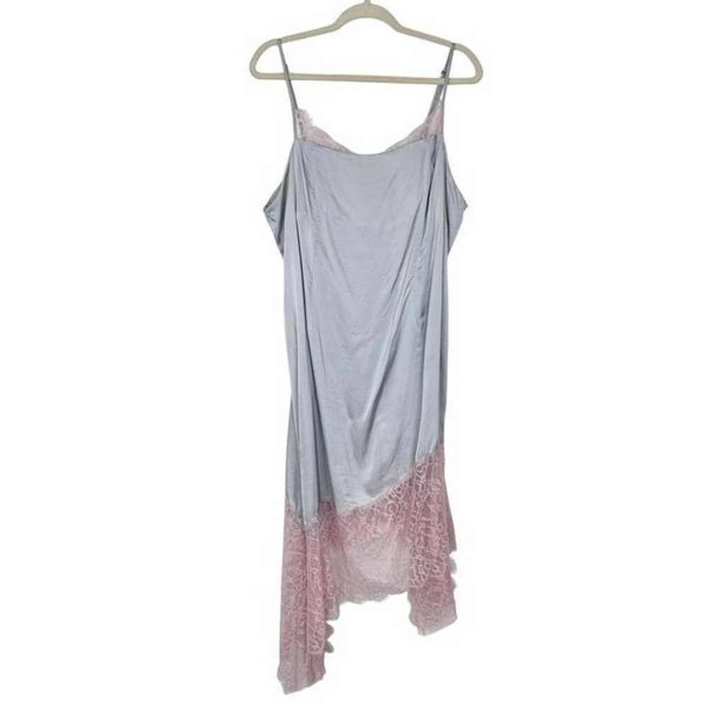 Anthropologie Lace Trim Slip Midi Dress Silver Pi… - image 2