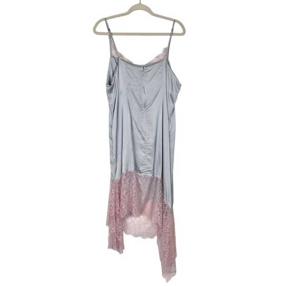 Anthropologie Lace Trim Slip Midi Dress Silver Pi… - image 3