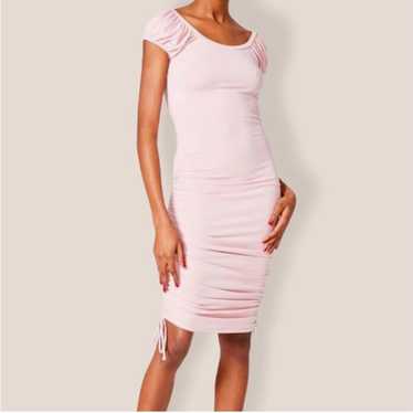 Betsey Johnson pink ribbed ruched dress