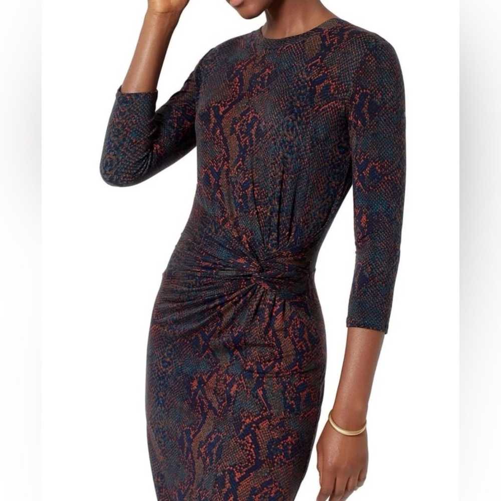 Joie Meila Snake Print Midi Dress Blue Size XL - image 2