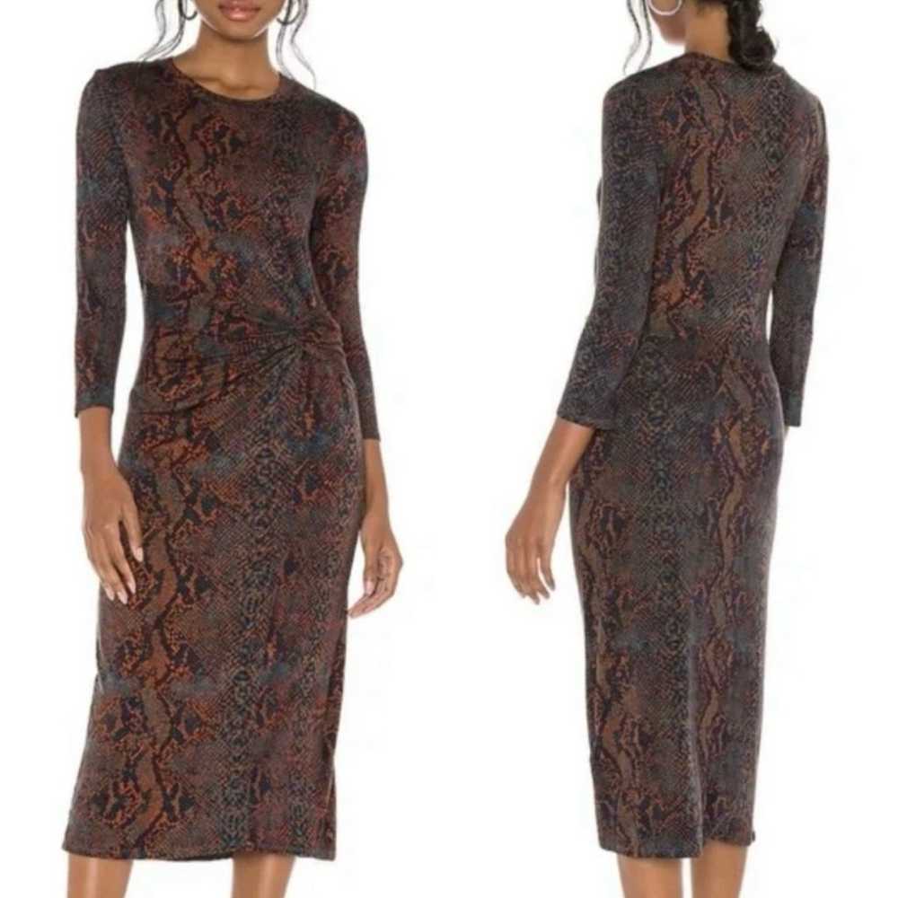 Joie Meila Snake Print Midi Dress Blue Size XL - image 5