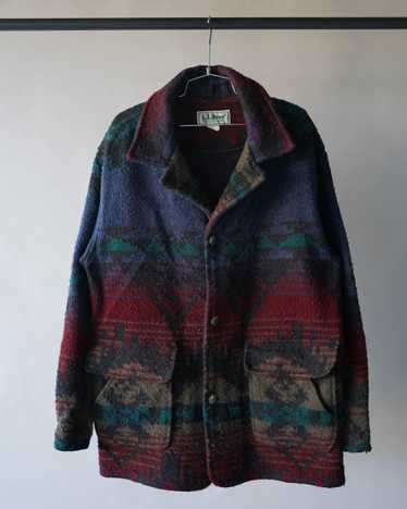 80's LL Bean Aztec Print Wool Coat - XL