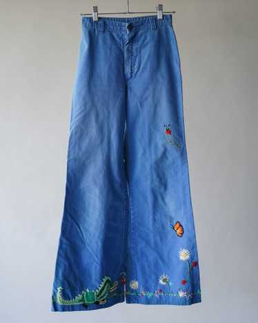 70's Dittos Embroidered Bell Bottom Pants - 24x29