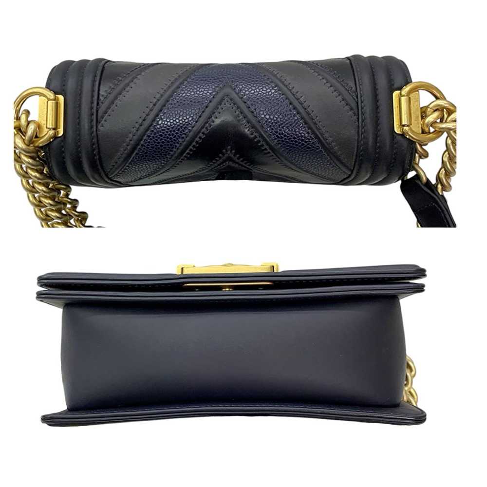 Product Details Chanel Navy Chevron Single Flap B… - image 4