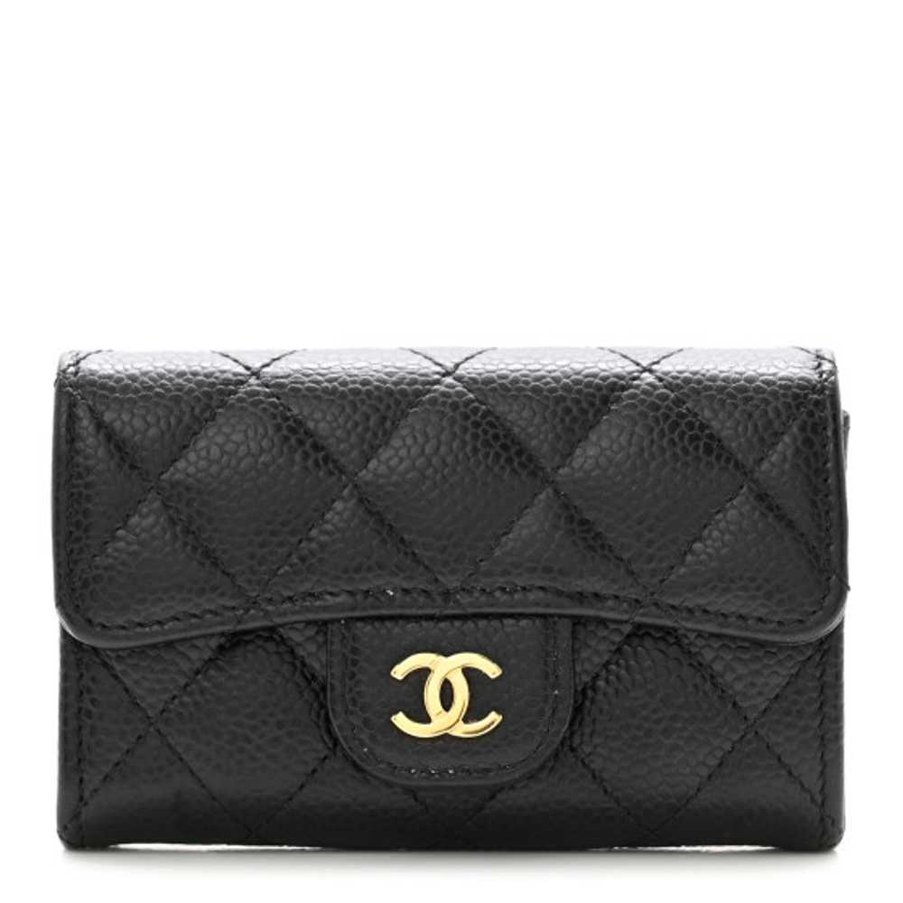 CHANEL Caviar Quilted Flap Card Holder Wallet Bla… - image 1