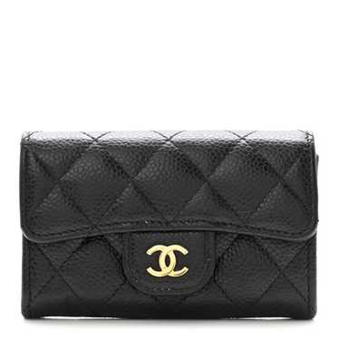 CHANEL Caviar Quilted Flap Card Holder Wallet Bla… - image 1