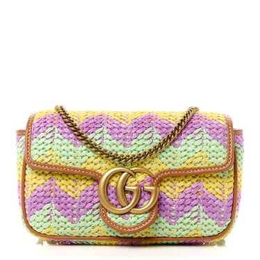 GUCCI Woven Raffia Calfskin Super Mini GG Marmont… - image 1