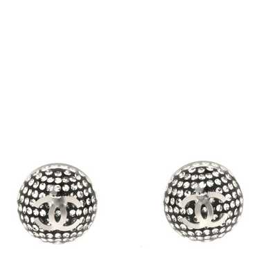 CHANEL Resin Crystal CC Earrings Black Silver