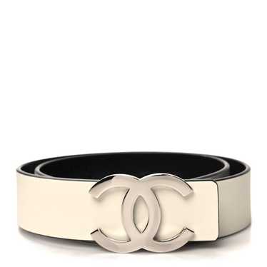 CHANEL Calfskin CC Reversible Belt 75 30 Black Whi