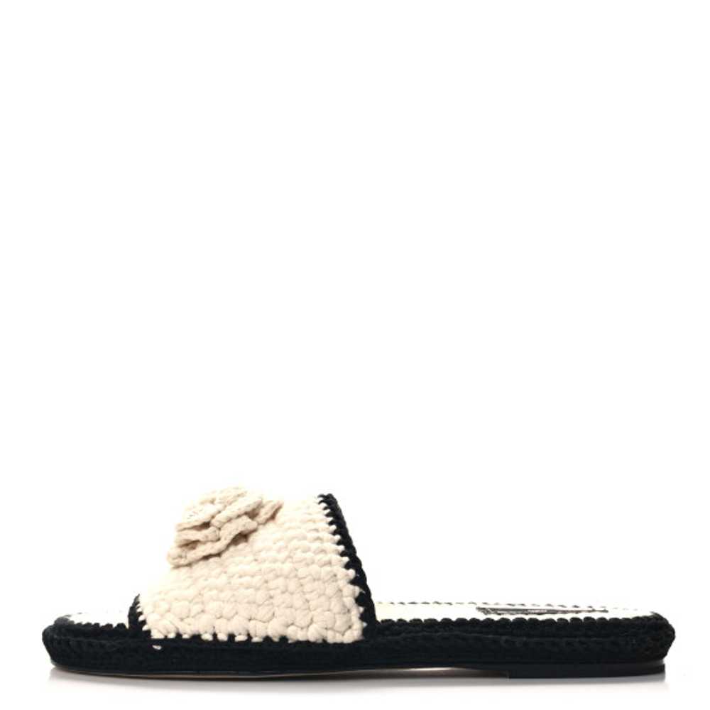 CHANEL Crochet Mules 41 Ivory Black - image 1