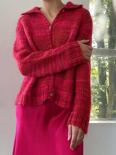 Vintage Cherry Mohair Cardigan - Pink