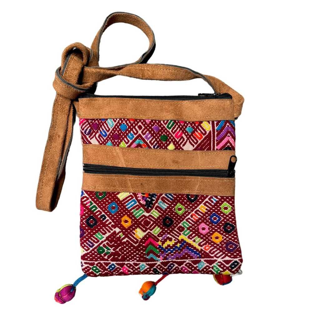 Other Boho Suede & Woven Fabric Crossbody Bag - image 1