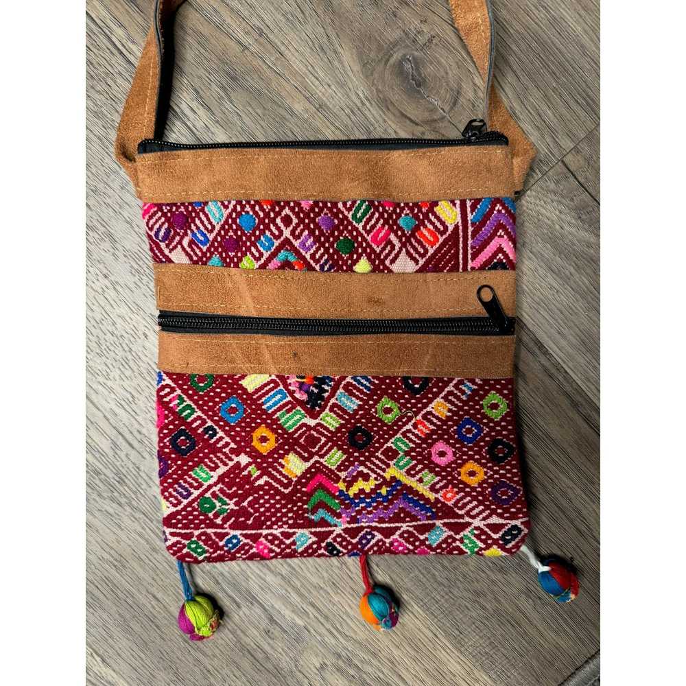 Other Boho Suede & Woven Fabric Crossbody Bag - image 4